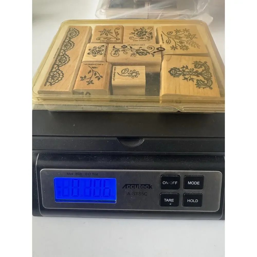 Stampin Up! 2001 Elegant Embroidery Rubber stamp Wood Vintage LOT #DR
